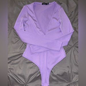 Lavender low cut bodysuit